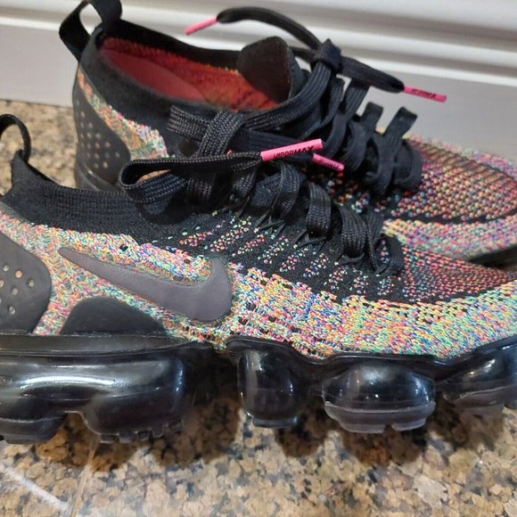Nike Air Vapormax Flyknit 2 Black Multi Color 2018 942843-015 Women's Size 5.5 - Picture 9 of 11